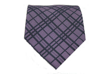 Load image into Gallery viewer, Mens Dads Classic Navy Striped Pattern Business Casual Necktie & Hanky Set RO-7 - Ferrecci USA