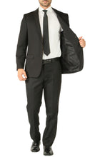 Load image into Gallery viewer, Rod Premium Black 2 Piece Wool Suit Stain Resistant Traveler Suit with 2 Pairs of Pants - Ferrecci USA