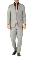 Load image into Gallery viewer, Rod Premium Light Grey Wool 2 Piece Suit Stain Resistant Traveler Suit - w 2 Pairs of Pants - Ferrecci USA