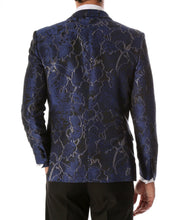 Load image into Gallery viewer, Men's Romi Blue Modern Fit Shawl Collar Tuxedo Blazer - Ferrecci USA