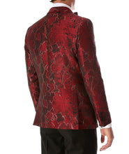 Load image into Gallery viewer, Men's Romi Red Floral Modern Fit Shawl Collar Tuxedo Blazer - Ferrecci USA