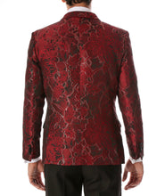 Load image into Gallery viewer, Men's Romi Red Floral Modern Fit Shawl Collar Tuxedo Blazer - Ferrecci USA