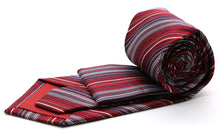 Load image into Gallery viewer, Mens Dads Classic Red Striped Pattern Business Casual Necktie & Hanky Set S-11 - Ferrecci USA