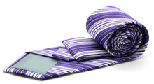 Load image into Gallery viewer, Mens Dads Classic Purple Striped Pattern Business Casual Necktie & Hanky Set S-12 - Ferrecci USA