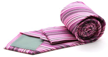 Load image into Gallery viewer, Mens Dads Classic Fuchsia Striped Pattern Business Casual Necktie & Hanky Set S-2 - Ferrecci USA