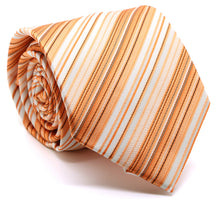 Load image into Gallery viewer, Mens Dads Classic Orange Striped Pattern Business Casual Necktie & Hanky Set S-4 - Ferrecci USA
