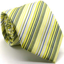 Load image into Gallery viewer, Mens Dads Classic Yellow Striped Pattern Business Casual Necktie & Hanky Set S-5 - Ferrecci USA
