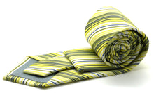 Load image into Gallery viewer, Mens Dads Classic Yellow Striped Pattern Business Casual Necktie & Hanky Set S-5 - Ferrecci USA
