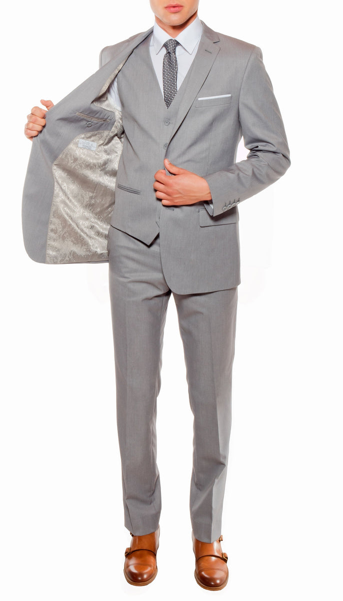 Men's Savannah Light Grey Slim Fit 3pc Suit
