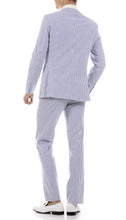 Load image into Gallery viewer, Premium Comfort Cotton Slim fit Blue Seersucker 2 Piece Suit - Ferrecci USA