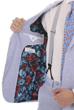 Load image into Gallery viewer, Premium Comfort Cotton Slim fit Blue Seersucker 2 Piece Suit - Ferrecci USA