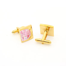 Load image into Gallery viewer, Goldtone U Pink Shell Cuff Links With Jewelry Box - Ferrecci USA