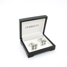 Load image into Gallery viewer, Silvertone White Shell Cuff Links With Jewelry Box - Ferrecci USA