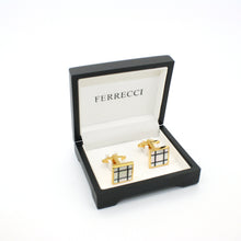 Load image into Gallery viewer, Goldtone White Shell Cuff Links With Jewelry Box - Ferrecci USA