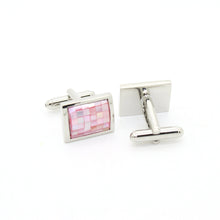 Load image into Gallery viewer, Silvertone Pink Shell Cuff Links With Jewelry Box - Ferrecci USA