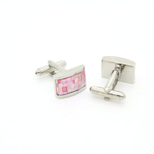 Load image into Gallery viewer, Silvertone Pink Rectangle Shell Cuff Links With Jewelry Box - Ferrecci USA