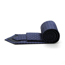 Load image into Gallery viewer, Mens Dads Classic Navy Square Pattern Business Casual Necktie & Hanky Set SO-1 - Ferrecci USA