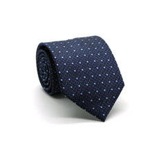 Load image into Gallery viewer, Mens Dads Classic Navy Square Pattern Business Casual Necktie & Hanky Set SO-4 - Ferrecci USA