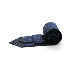 Load image into Gallery viewer, Mens Dads Classic Navy Square Pattern Business Casual Necktie & Hanky Set SO-4 - Ferrecci USA