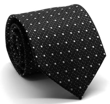 Load image into Gallery viewer, Mens Dads Classic Black Square Pattern Business Casual Necktie & Hanky Set SO-5 - Ferrecci USA