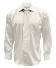 Load image into Gallery viewer, Off White Satin Men's Regular Fit Shirt, Tie & Hanky Set - Ferrecci USA