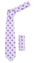 Load image into Gallery viewer, Geometric Light Purple Necktie with Hanky Set - Ferrecci USA