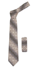 Load image into Gallery viewer, Geometric Brown & Tan Line Pattern w. Hanky Set - Ferrecci USA
