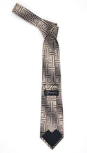 Load image into Gallery viewer, Geometric Brown & Tan Line Pattern w. Hanky Set - Ferrecci USA