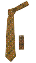 Load image into Gallery viewer, Geometric Brown w. Multicolor Striped Squares with Hanky Set - Ferrecci USA