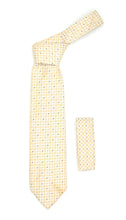 Load image into Gallery viewer, Geometric Beige Necktie w. Square Pattern Hanky Set - Ferrecci USA