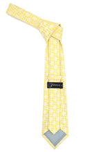 Load image into Gallery viewer, Geometric Light Yellow w. Yellow Line Necktie with Hanky Set - Ferrecci USA