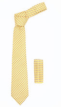 Load image into Gallery viewer, Geometric Dark Yellow Striped w. Flower with Hanky Set - Ferrecci USA