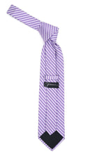 Load image into Gallery viewer, Geometric Amethyst Purple Necktie w. Silver Zigzag Hanky Set - Ferrecci USA