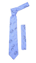 Load image into Gallery viewer, Sky Blue Swirl Design Necktie with Handkerchief Set - Ferrecci USA
