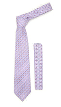 Load image into Gallery viewer, Lavender Purple Geometric Necktie with Handkerchief Set - Ferrecci USA