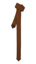 Load image into Gallery viewer, Super Skinny Brown Shiny Slim Tie - Ferrecci USA
