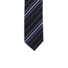 Load image into Gallery viewer, Super Skinny Stripe Purple Lavender Slim Tie - Ferrecci USA