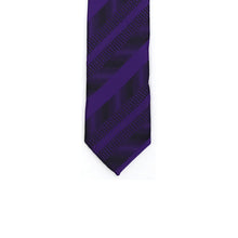 Load image into Gallery viewer, Super Skinny Stripe Purple Black Slim Tie - Ferrecci USA