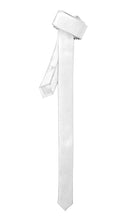 Load image into Gallery viewer, Super Skinny White Shiny Slim Tie - Ferrecci USA
