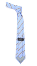 Load image into Gallery viewer, Microfiber Baby Blue Striped Tie and Hankie Set - Ferrecci USA