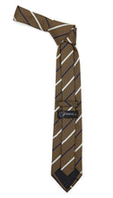 Load image into Gallery viewer, Microfiber Brown Baby Blue Striped Tie and Hankie Set - Ferrecci USA
