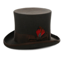 Load image into Gallery viewer, Premium Wool Brown Victorian Classic Vintage Top Hat - Ferrecci USA