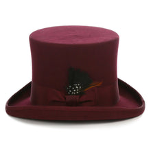 Load image into Gallery viewer, Premium Wool Burgundy Top Hat - Ferrecci USA