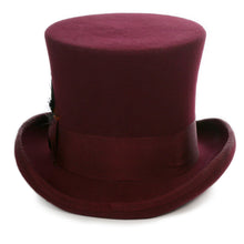 Load image into Gallery viewer, Premium Wool Burgundy Top Hat - Ferrecci USA