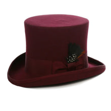 Load image into Gallery viewer, Premium Wool Burgundy Top Hat - Ferrecci USA