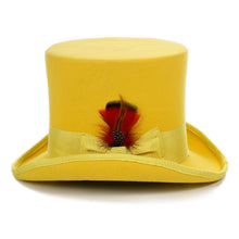 Load image into Gallery viewer, Premium Wool Yellow Victorian Top Hat - Ferrecci USA