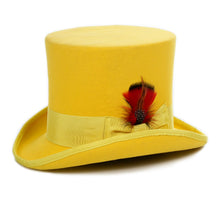 Load image into Gallery viewer, Premium Wool Yellow Victorian Top Hat - Ferrecci USA