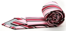 Load image into Gallery viewer, Mens Dads Classic Pink Striped Pattern Business Casual Necktie & Hanky Set U-3 - Ferrecci USA