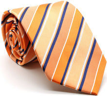 Load image into Gallery viewer, Mens Dads Classic Orange Striped Pattern Business Casual Necktie & Hanky Set U-4 - Ferrecci USA