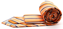 Load image into Gallery viewer, Mens Dads Classic Orange Striped Pattern Business Casual Necktie & Hanky Set U-4 - Ferrecci USA